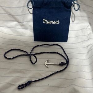 Miansai Silver Anchor on Navy Cord Bracelet
